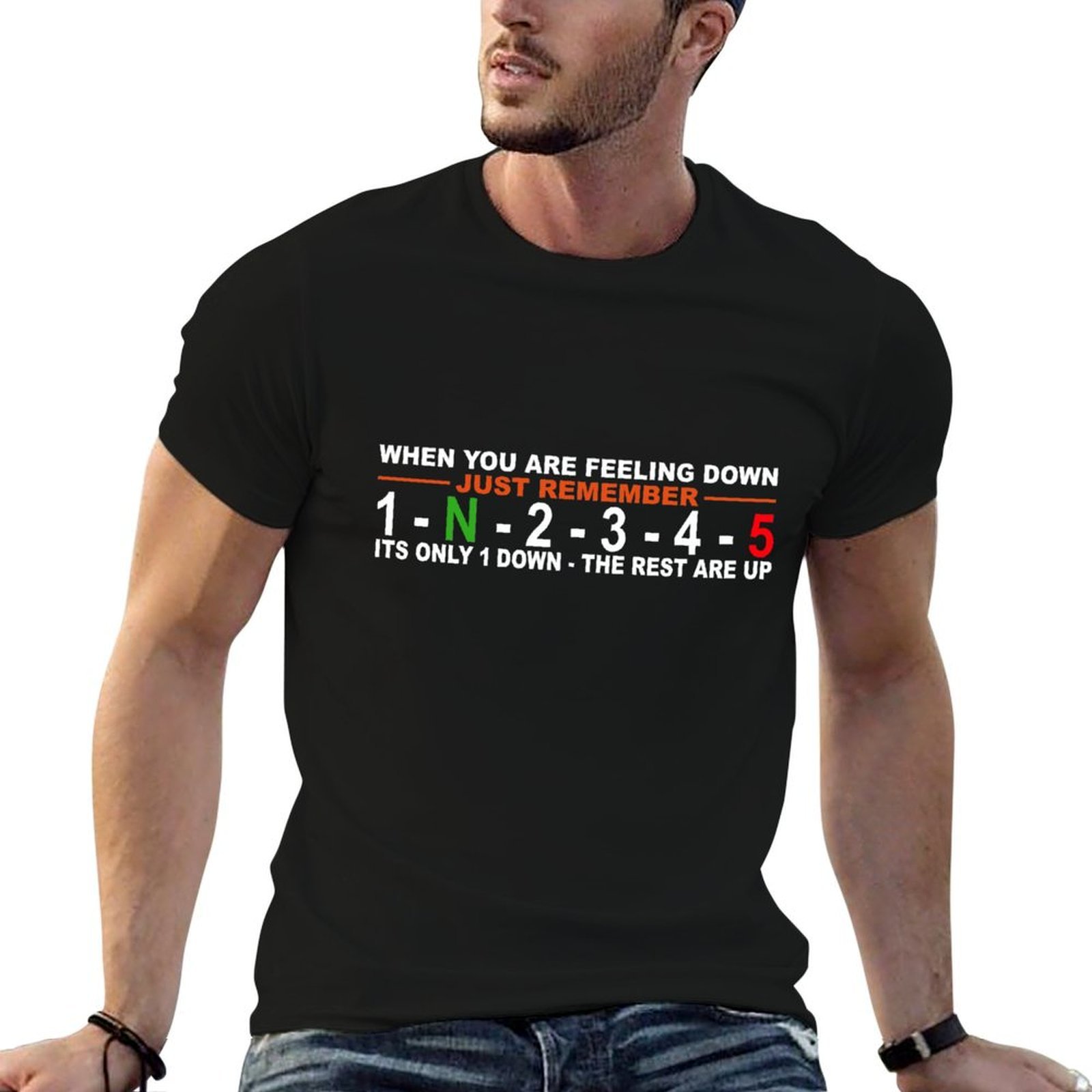 Motorcycle Gear Up Down - Camiseta de algodón para hombre con