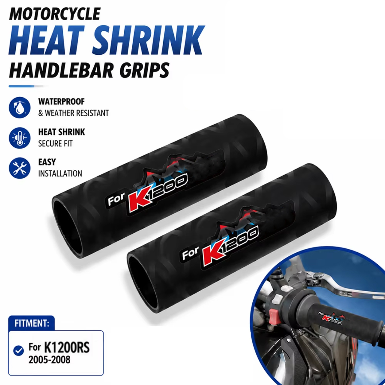Handlebar Grip Heated - Empuñaduras termorretráctiles para motocicleta, cubierta de