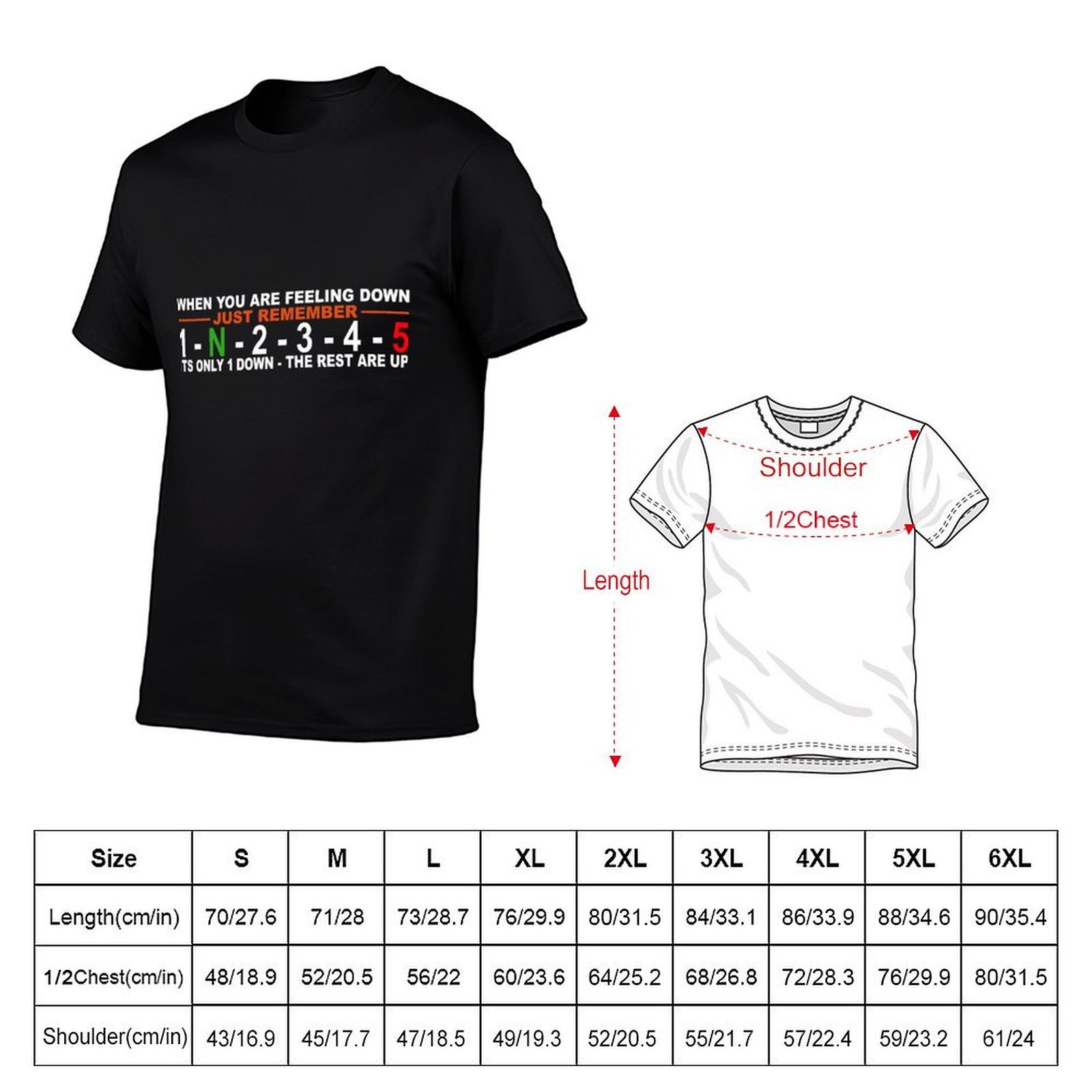 Camiseta de algodón para hombr - Motorcycle Gear Up Down reseña y precio